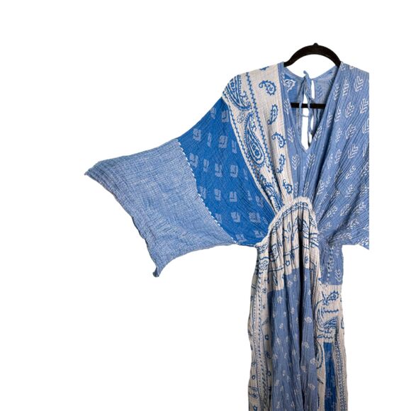 By Anthropologie Indigo Blue Dolman Sleeve Gauzy Flowy Midi Dress One Size - Picture 6 of 9